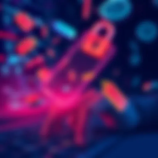 Illustration showing a hacker's hand reaching for a computer keyboard while digital tokens and passwords float around, representing the Openclaw attack.