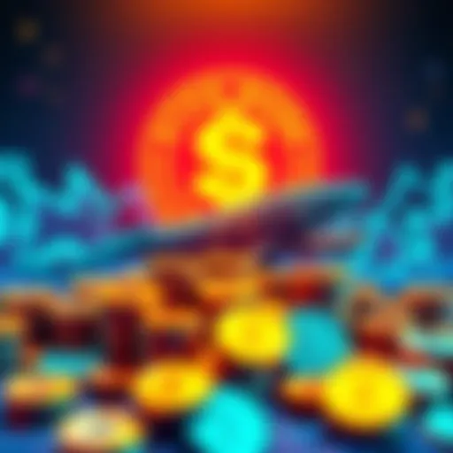 A graphic showing dollar signs and coins representing the Patos Meme Coin presale with a Solana whale symbol in the background.