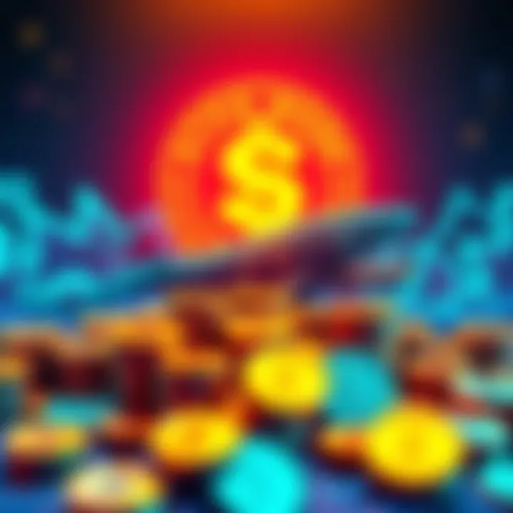 A graphic showing dollar signs and coins representing the Patos Meme Coin presale with a Solana whale symbol in the background.