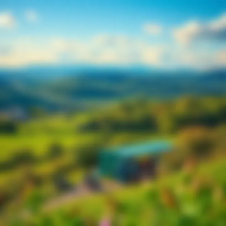 A scenic view of Pennsylvania countryside with people discussing local culture and issues outdoors.