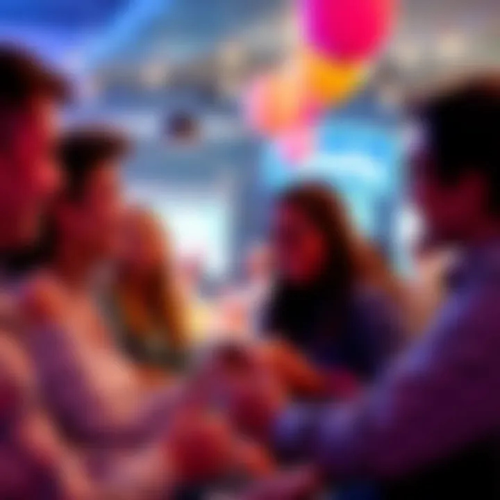 People discussing Birthday Bucks Group of people sharing experiences and talking about Birthday Bucks in a casual setting