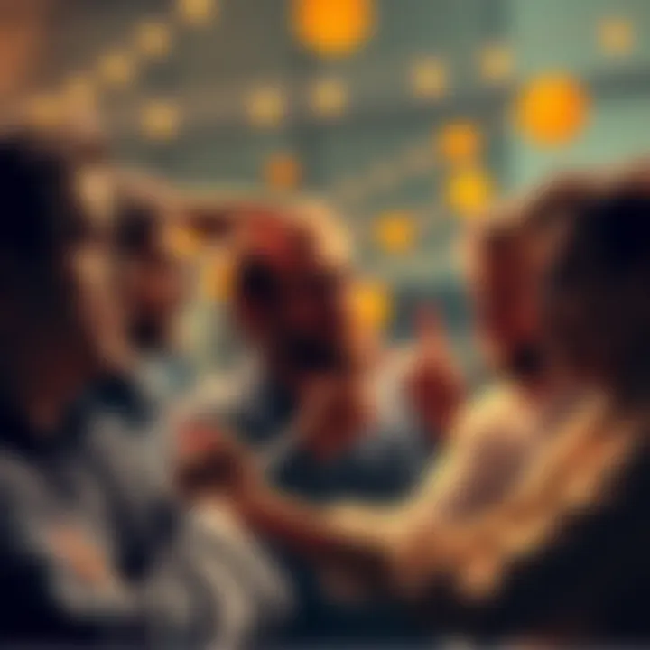 A group of people engaged in a heated discussion about Bitcoin, showing puzzled expressions and sharing various opinions.