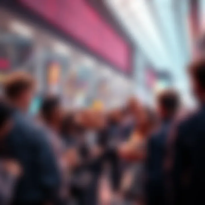 A group of people engaged in a lively discussion about Bitto's messages in a public setting