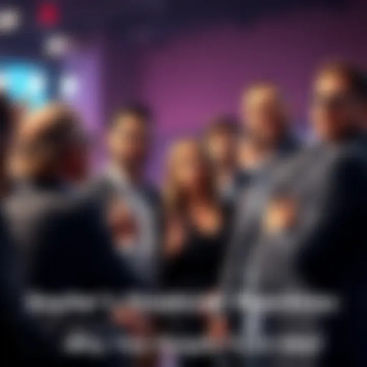 A group of people engaged in a conversation about Saylor's financial tactics, showing mixed expressions of trust and doubt.