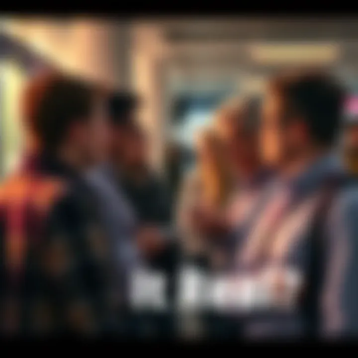 A group of people engaged in a serious discussion about authenticity and skepticism in a public space.