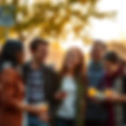 A group of friends sharing a light-hearted moment outdoors, enjoying laughter and everyday life, reflecting on the humorous side of experiences.
