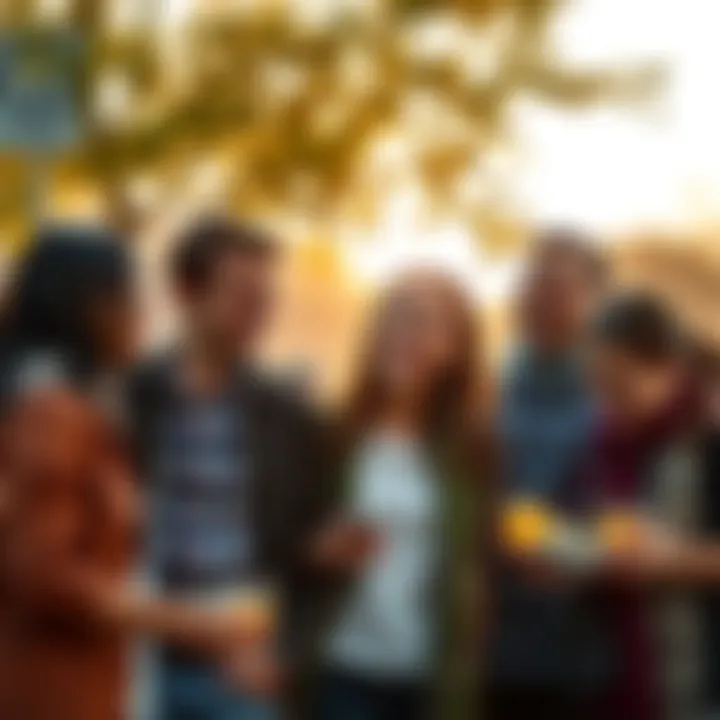 A group of friends sharing a light-hearted moment outdoors, enjoying laughter and everyday life, reflecting on the humorous side of experiences.