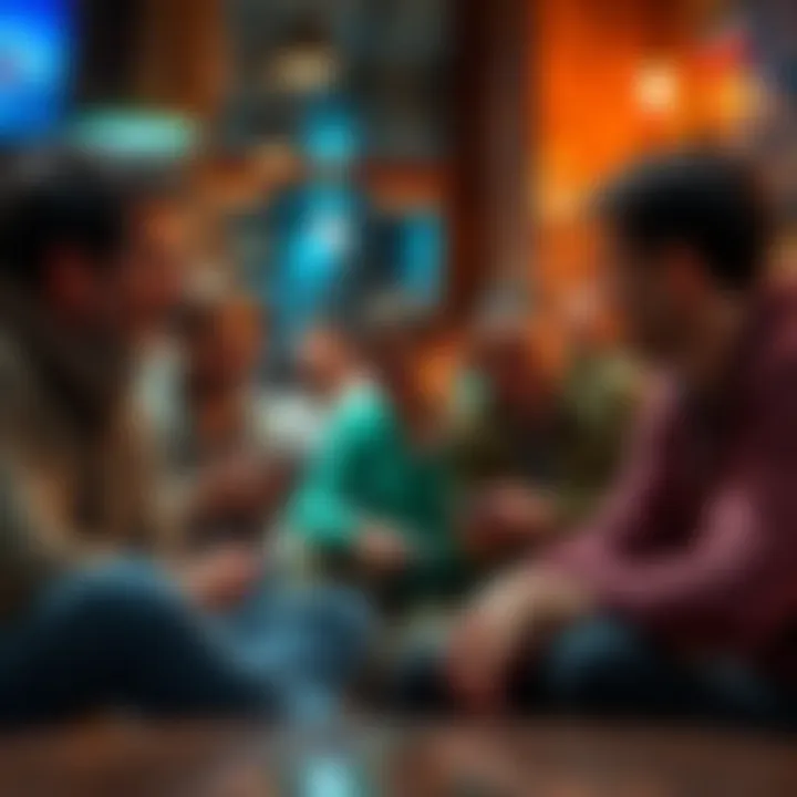 A group of people sitting together, exchanging stories about their misfortunes and laughing together.