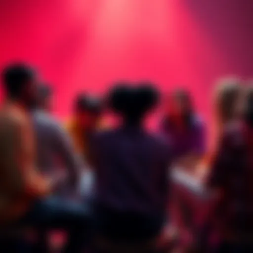 A group of people sitting in a circle sharing their experiences related to shame and identity