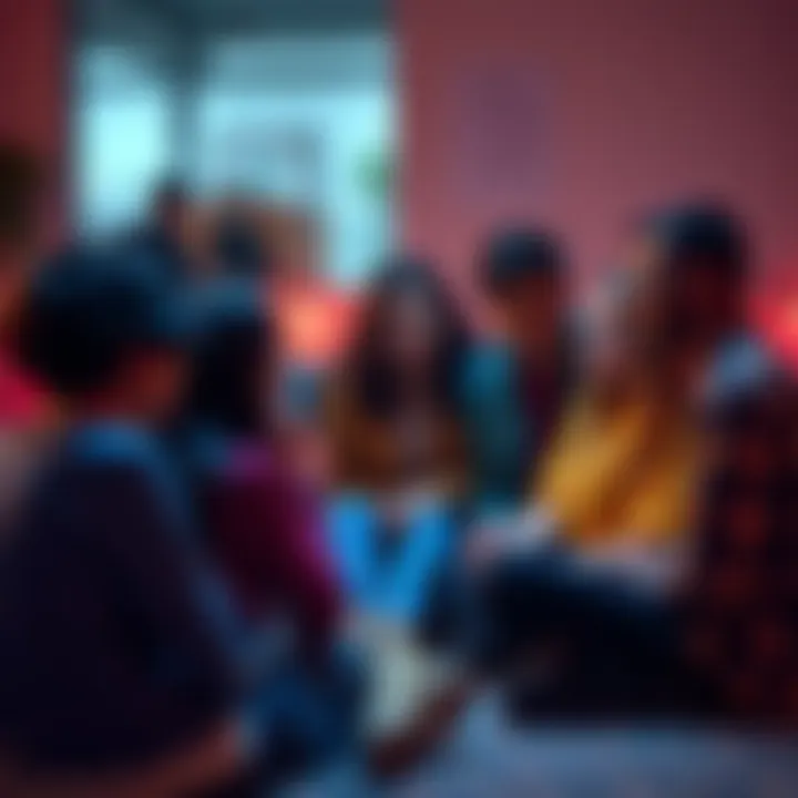 A group of people sitting in a circle sharing their feelings, showing support and understanding