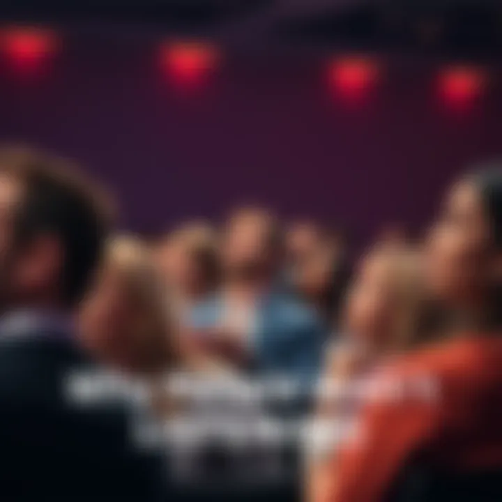 A group of diverse people looking away from a speaker at a conference, showing disinterest in the presentation.