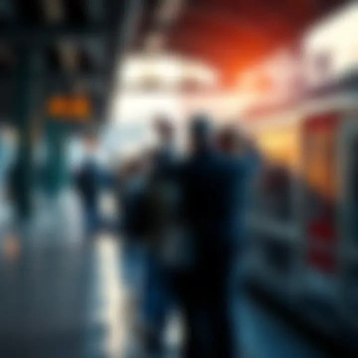 A group of people embracing and waving goodbye at a train station, expressing emotions during a farewell.
