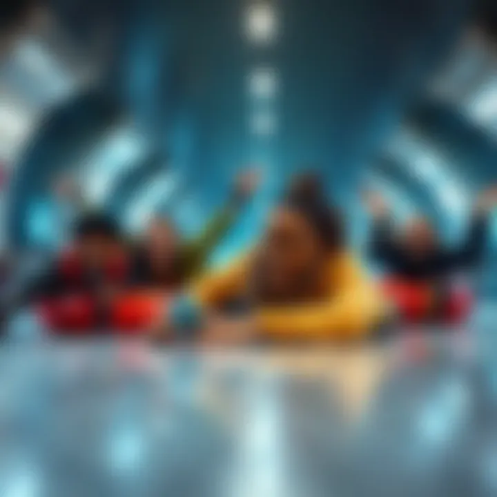 A group of people joyfully sliding on a surface, laughing and having fun despite the video being shaky.