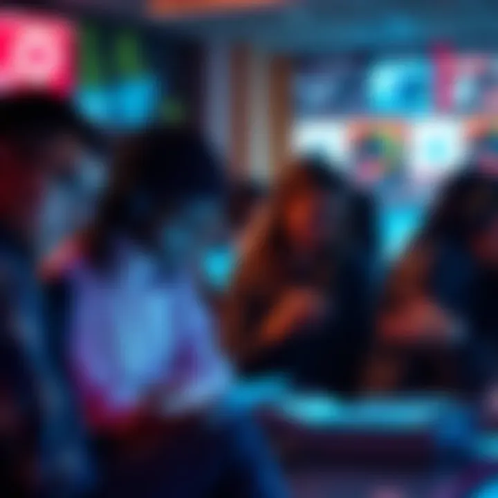 A group of people engaged with various devices, showing how technology influences modern life.