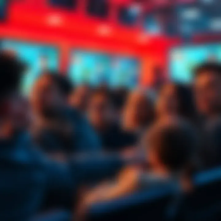 A group of people sitting in front of screens, watching ads for bid tokens related to an auction, showing expressions of frustration and confusion