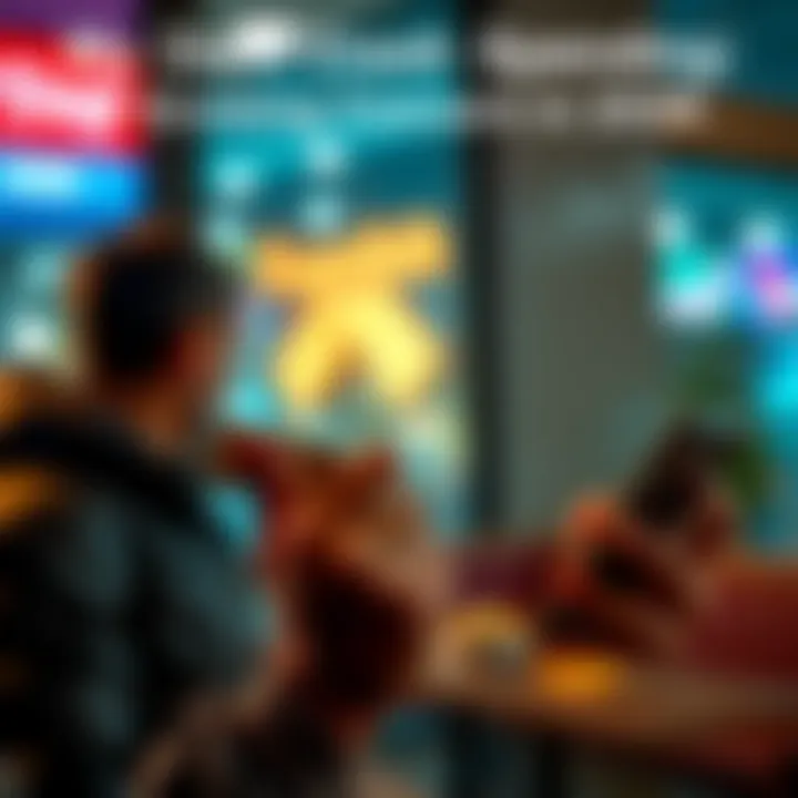 Person looking at food delivery app A person checks their food delivery app while holding a credit card, concerned about spending