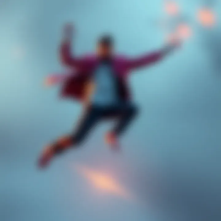 An individual confidently taking a leap into the air, symbolizing commitment and taking risks towards their ambitions.