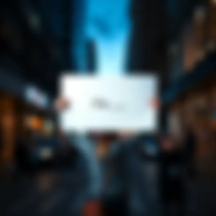 A person stands on a street holding a blank sign with 'I'm ___' written on it, encouraging passersby to think about their identity.