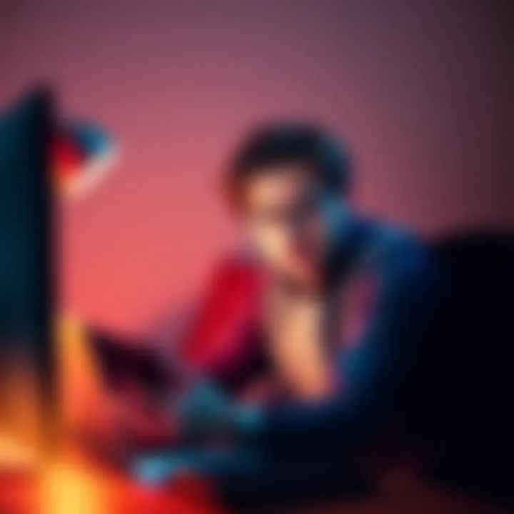 A person looking surprised while reading unexpected advice on a forum on their laptop