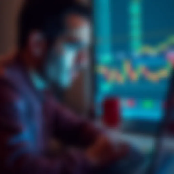 Person looking stressed while checking Bitcoin prices Individual anxiously watching Bitcoin market fluctuations on a laptop, reflecting mixed emotions after selling some BTC