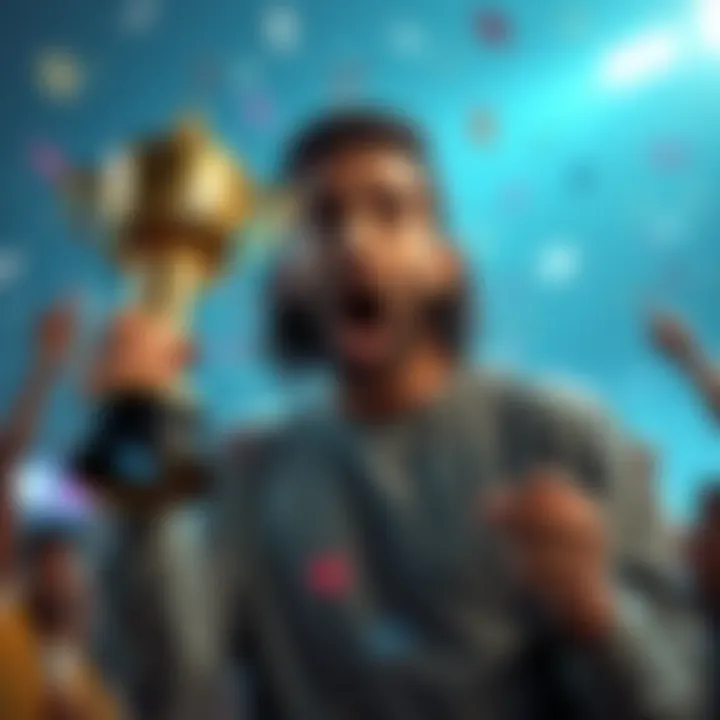 A person with a surprised expression holding a trophy and looking confused about their achievement