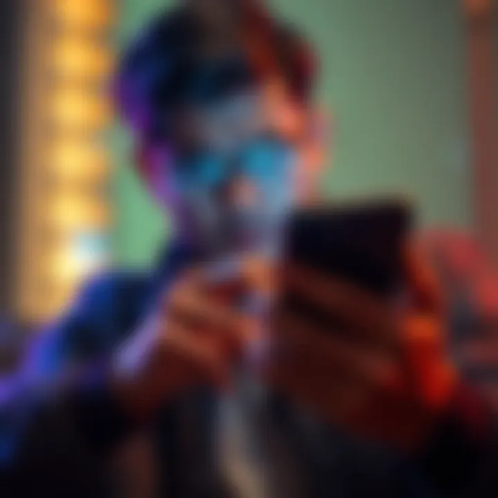 A person using a smartphone to delete their account from a mining application, looking concerned about personal information safety.