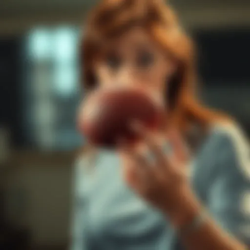 A person surprised while holding a common object, mistaking it for a football