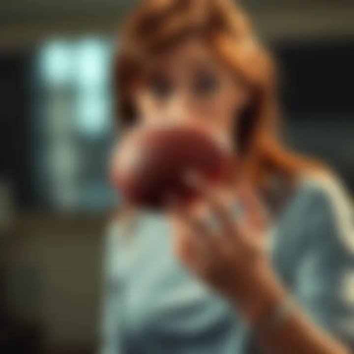 A person surprised while holding a common object, mistaking it for a football