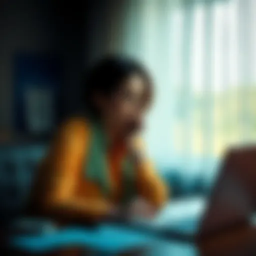 A person sitting at a desk with a contemplative expression, surrounded by notes and a laptop, reflecting on secrets and trust.