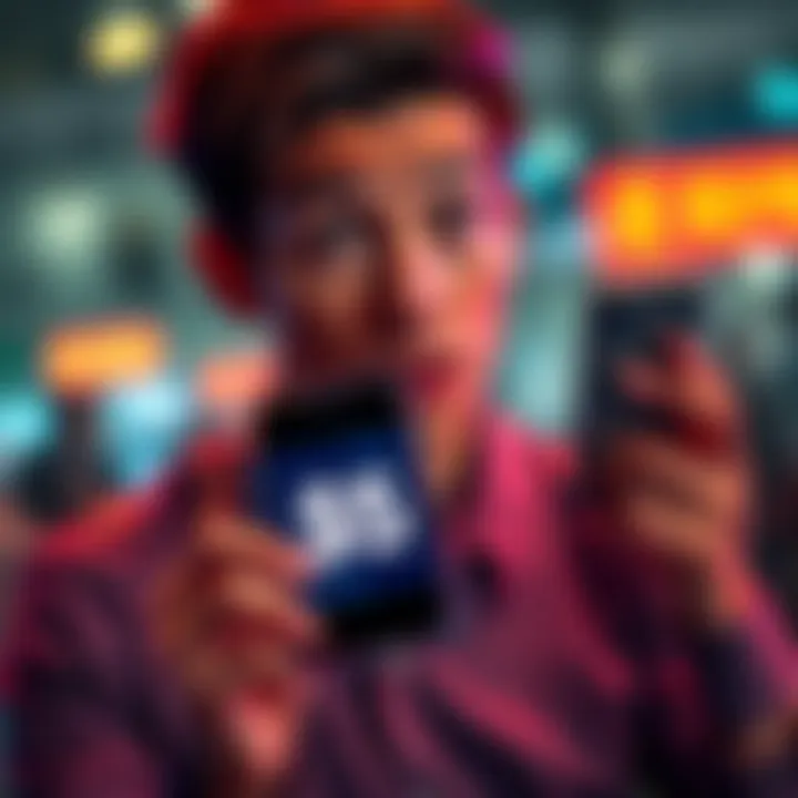 A person looking surprised while holding a phone displaying $5 credits after reporting policy violation