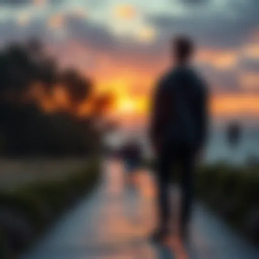 Individual standing on a path, contemplating life choices and opportunities for growth