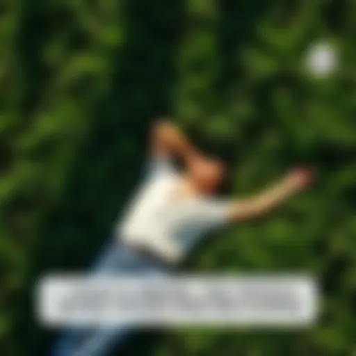 A person lying on green grass, enjoying nature and relaxing under the sun.