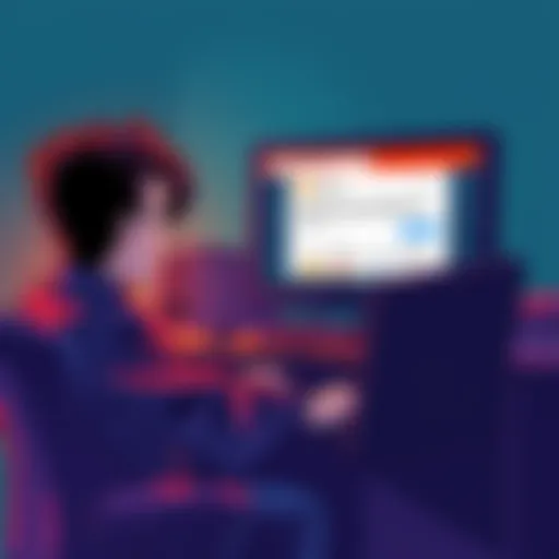A person sitting at a computer looking worried as a phishing site appears on the screen, displaying fake cryptocurrency transactions.