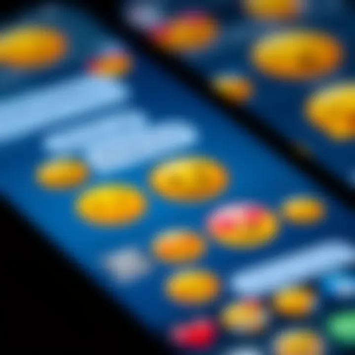 A close-up of a phone screen displaying various emojis and messages, highlighting the contrast between a smiling face emoji and a sad message.