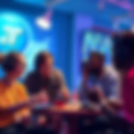 A group of diverse content creators discussing Pi payments for gaming