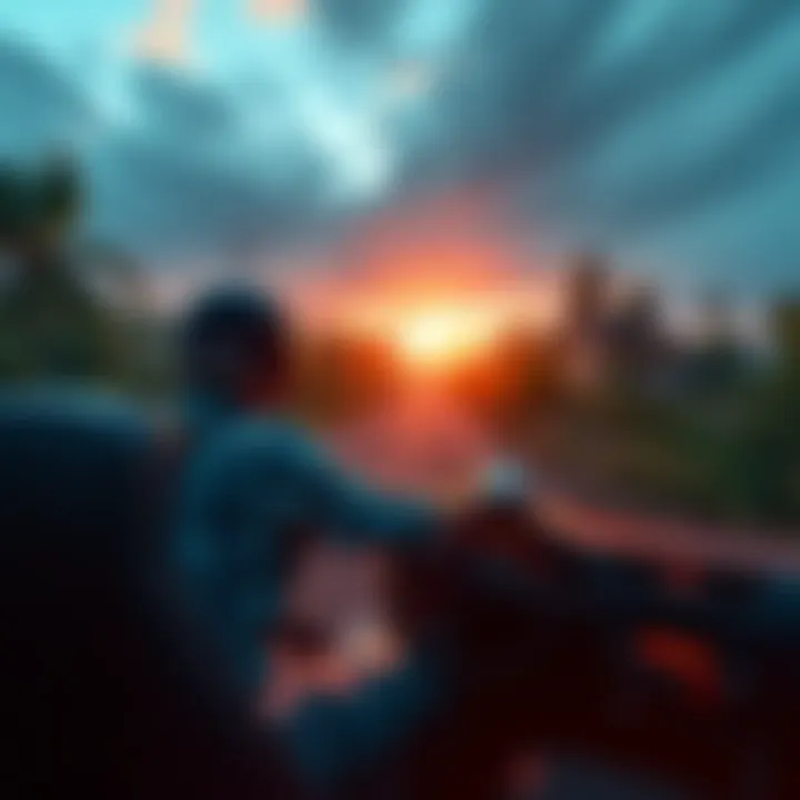 Player driving through rural area A new player driving on a rural road, looking for hidden game badges amidst poor internet connection.