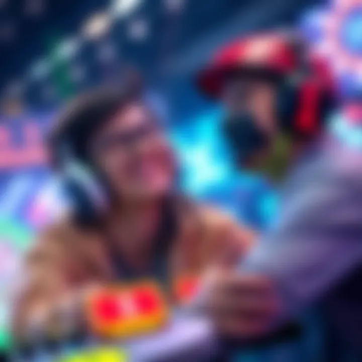 A gamer smiling and celebrating after achieving a high score in a mini game