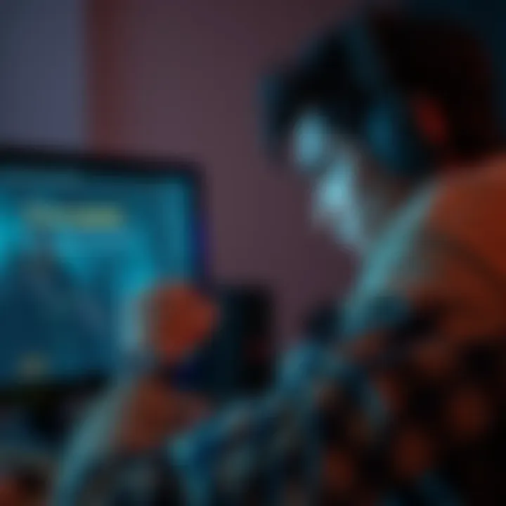 A player frustrated at their computer, showing a message about account suspension in a game, with visible distress on their face.