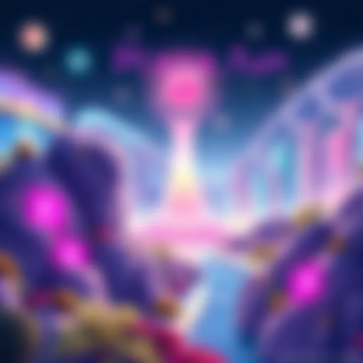 Illustration of a vibrant digital landscape showcasing the Plaza.fun platform where creators build and trade tokens within Polkadot Hub communities.