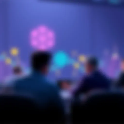 Representatives discussing Polkadot staking changes with visuals of coins and a two-day timeline