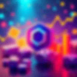 Polymarket Success Illustration Illustration showing Polymarket logo with symbols of accuracy and gambling, like dice and charts, representing successful predictions in blockchain gambling.