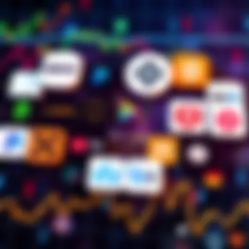 A collage of logos representing trending decentralized exchanges in 2026, including GMX and dYdX, with a digital trading backdrop.