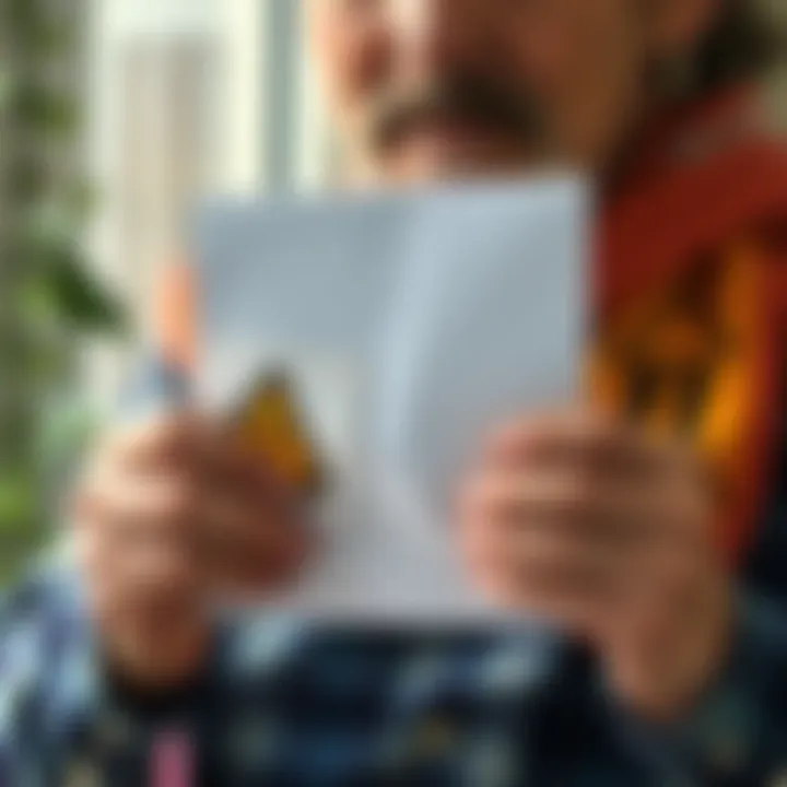 A concerned resident holds a suspicious letter marked with a phishing warning symbol and a question mark, representing postal mail scams in France.