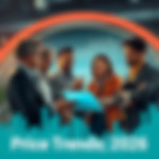 A group of diverse experts discussing price predictions for 2026 with charts and graphs around them.