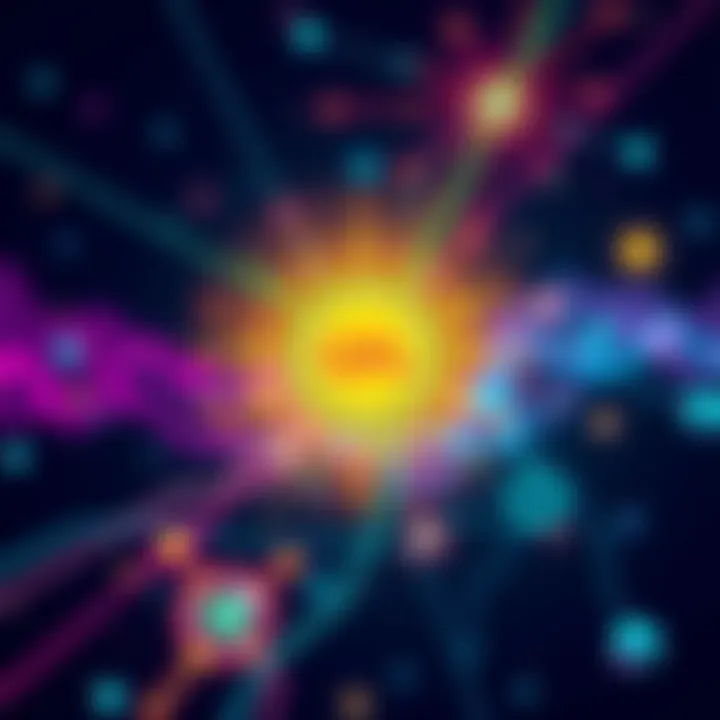 Graphic showing the launch of QRL 2.0 Testnet with symbols of blockchain and smart contracts