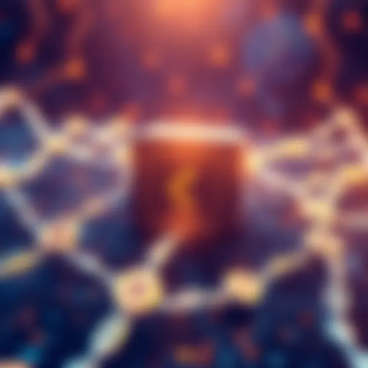 Illustration showing a quantum computer with blockchain chains around it, symbolizing the integration of quantum technology and the need for secure blockchain migrations.