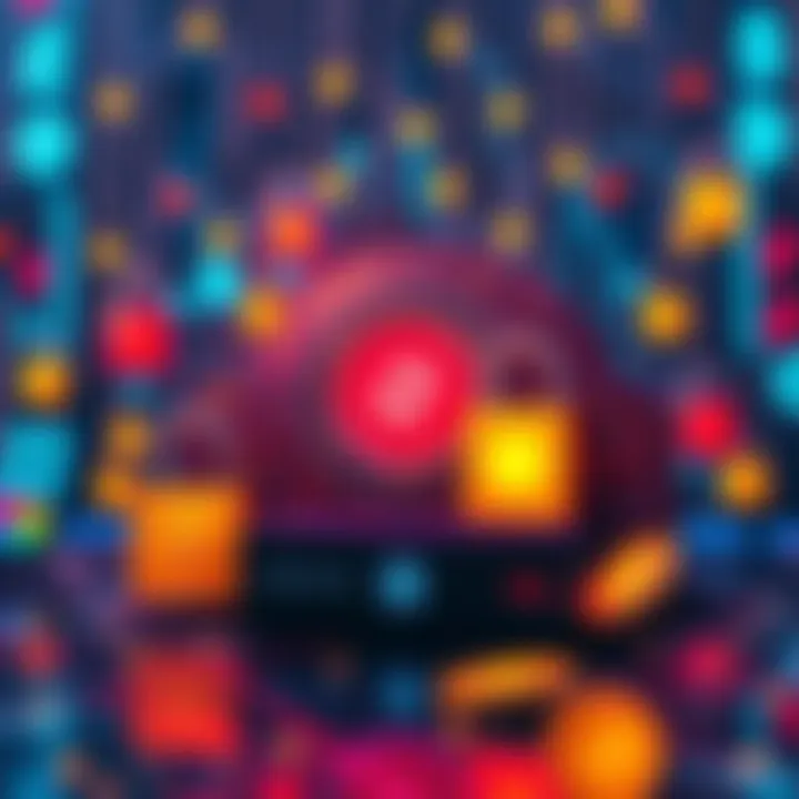 A visual representation of quantum computing's impact on cryptocurrency security, showing a quantum computer alongside digital currency symbols and security locks.