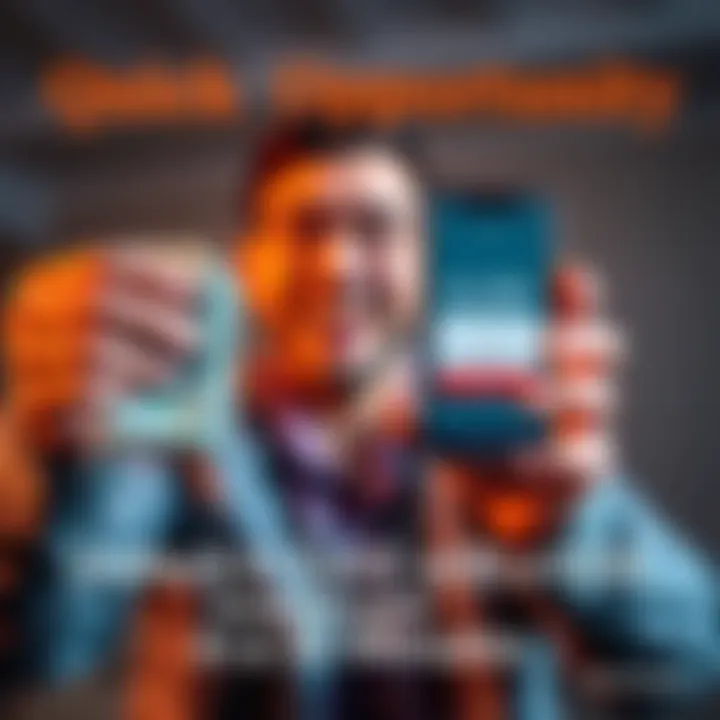 A person holding cash in one hand and a phone showing a $1,500 offer in the other hand, looking excited about a financial opportunity.