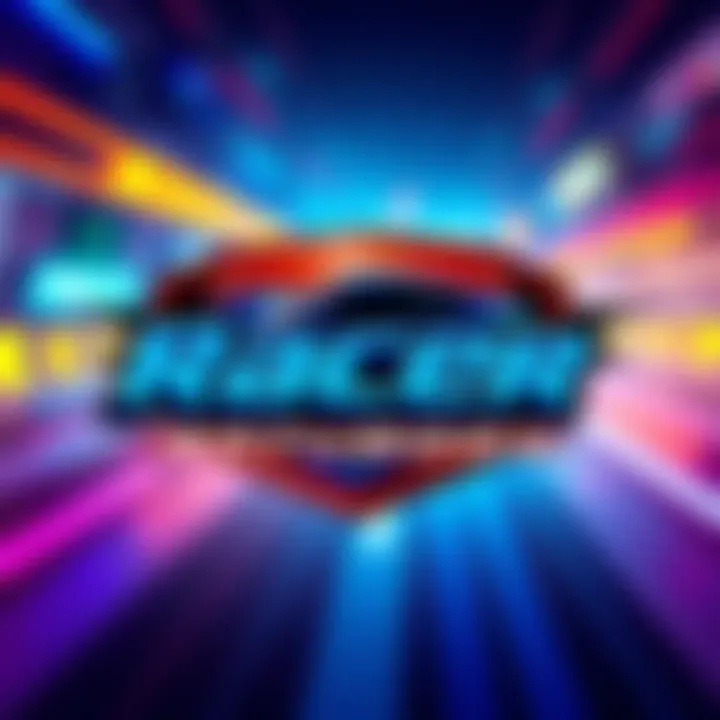 The logo of the Racer game featuring a sleek racing car and vibrant colors, representing the Super Minigame Saturday event