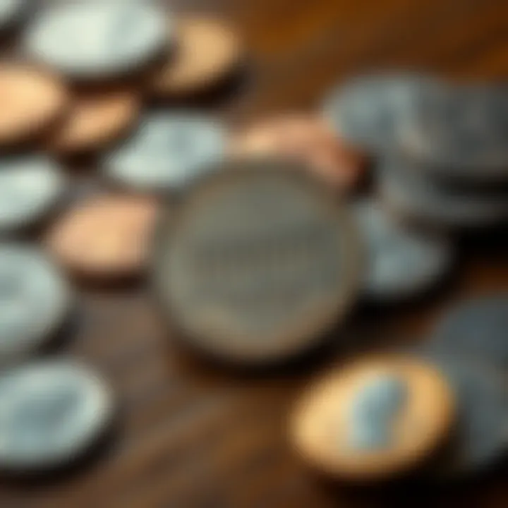 A 1956-D coin featuring the Lincoln Memorial design on the reverse side, placed on a wooden table alongside other coins from a roll hunt.